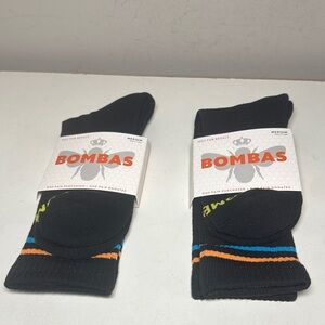 Bombas New Men's Black and Blue Striped set of 2 bundle of Socks